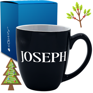 Personalized Merry Christmas Font 16oz Bistro Coffee Mug