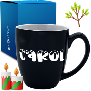 Personalized Frosty Christmas Font 16oz Bistro Coffee Mug