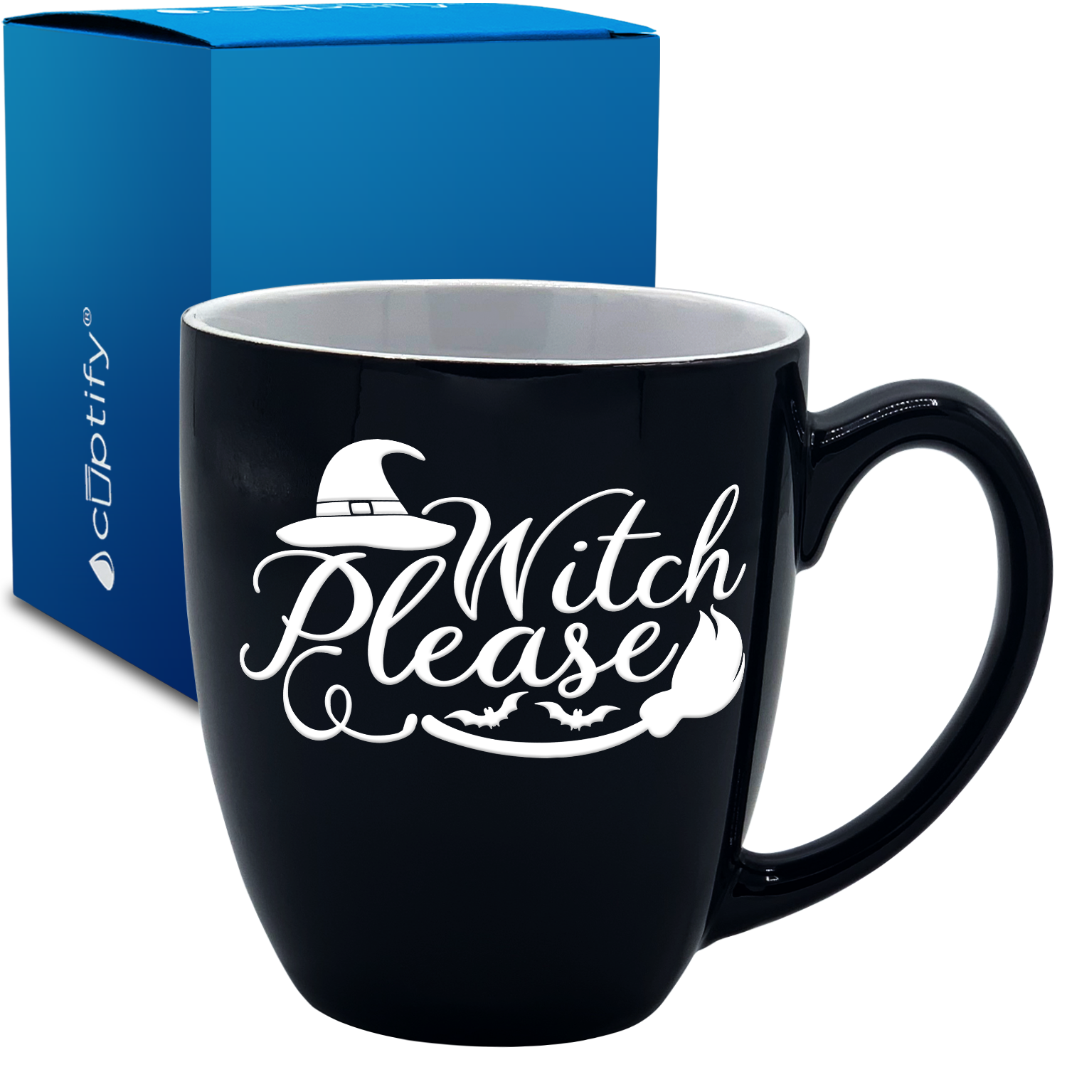 Witch Please on Black 16oz Halloween Bistro Coffee Mug
