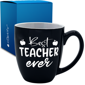 Best Teacher Ever Apples 16oz Personalized Bistro Coffee Mug