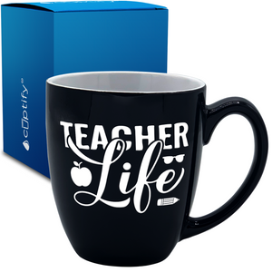 Teacher Life Apples 16oz Personalized Bistro Coffee Mug