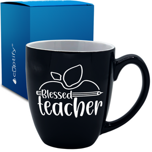 Blessed Teacher Apple 16oz Personalized Bistro Coffee Mug