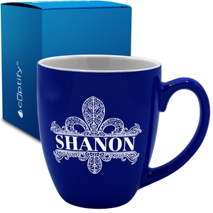 Personalized Fleur de Lis 16oz Bistro Coffee Mug