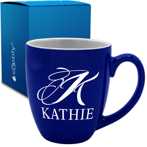 Personalized Script Initial and Name 16oz Bistro Coffee Mug