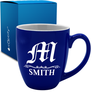 Personalized Gothic Initial 16oz Bistro Coffee Mug