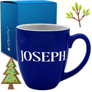Personalized Merry Christmas Font 16oz Bistro Coffee Mug