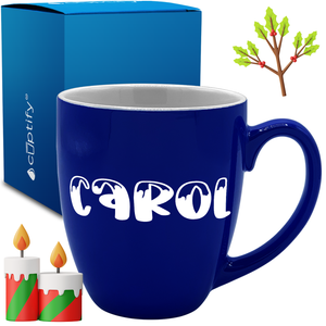 Personalized Frosty Christmas Font 16oz Bistro Coffee Mug