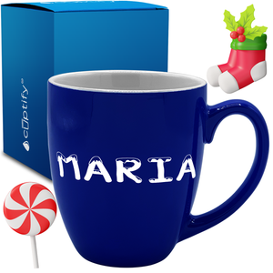 Personalized Snowy Christmas Font 16oz Bistro Coffee Mug