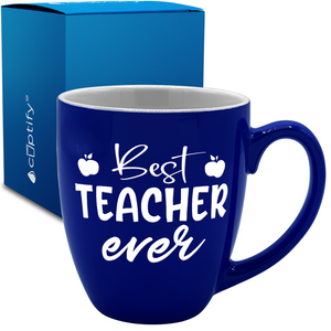 Best Teacher Ever Apples 16oz Personalized Bistro Coffee Mug