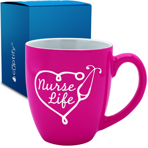 Nurse Life Stethoscope 16oz Personalized Bistro Coffee Mug