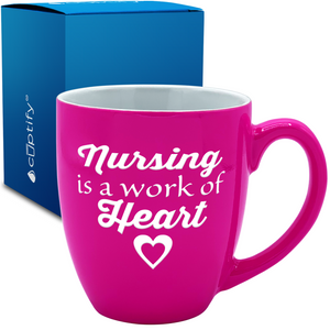 Nursing is a Work of Heart 16oz Personalized Bistro Coffee Mug