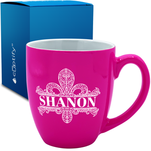 Personalized Fleur de Lis 16oz Bistro Coffee Mug