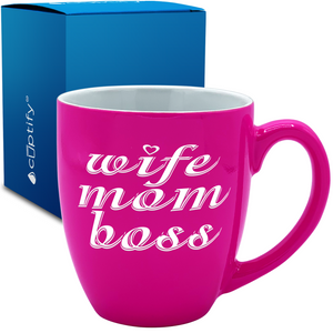 Wife Mom Boss 16oz Personalized Bistro Coffee Mug