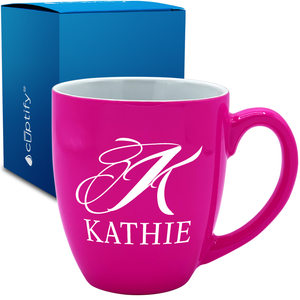 Personalized Script Initial and Name 16oz Bistro Coffee Mug