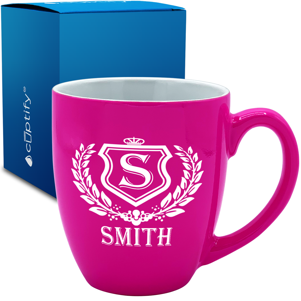 Personalized Monogram Initial Badge 16oz Bistro Coffee Mug