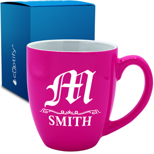 Personalized Gothic Initial 16oz Bistro Coffee Mug