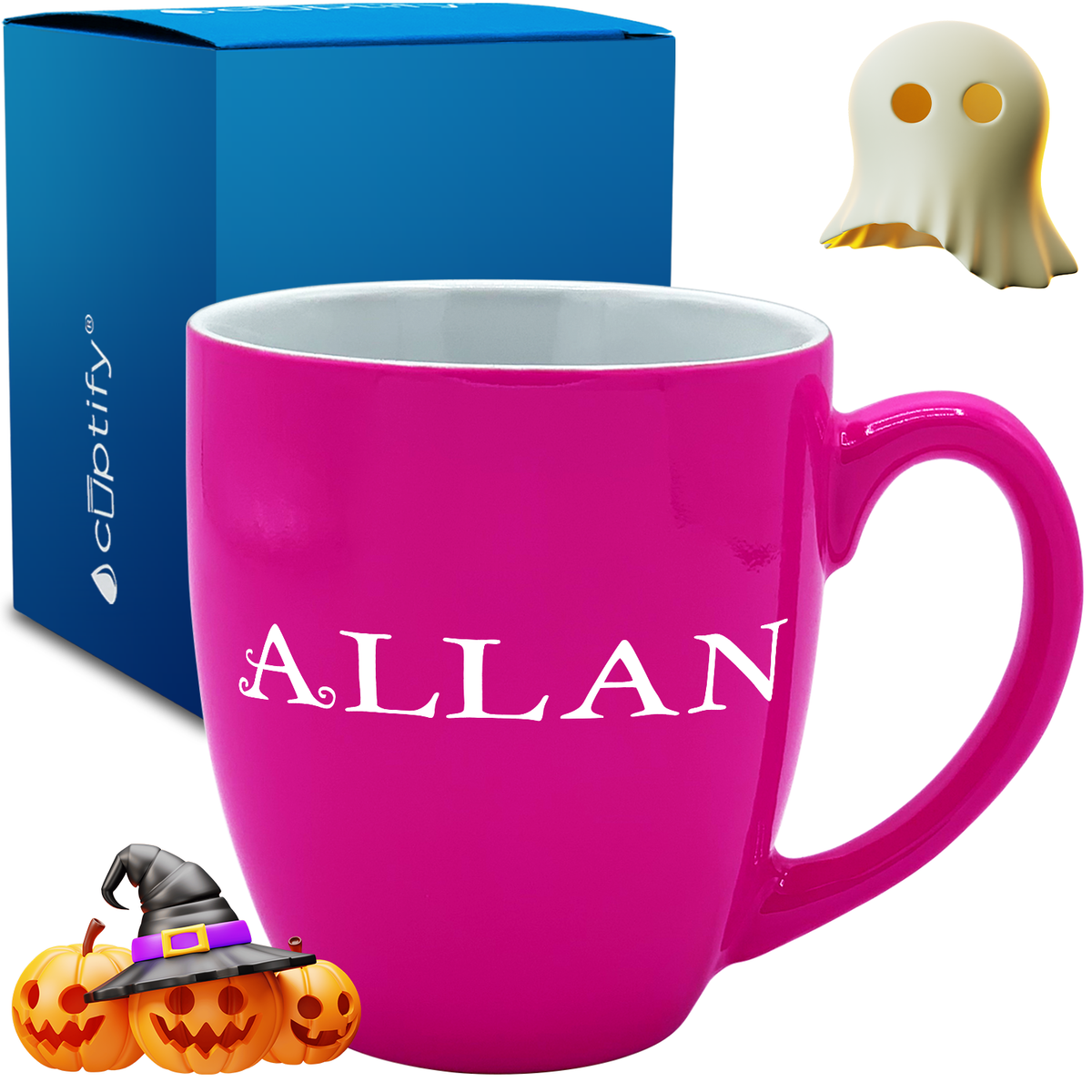 Personalized Eerie Halloween Font 16oz Bistro Coffee Mug