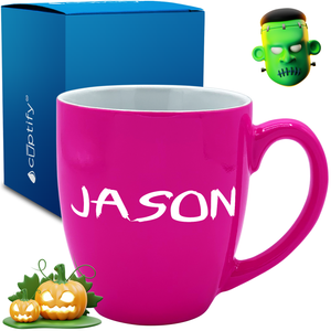 Personalized Scary Halloween Font 16oz Bistro Coffee Mug