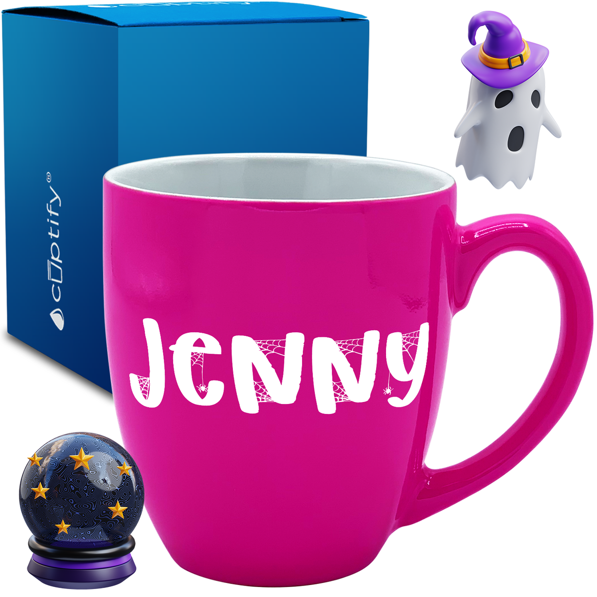 Personalized Spooky Halloween Font 16oz Bistro Coffee Mug