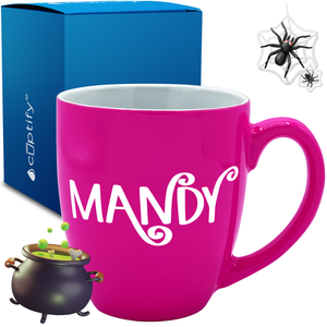 Personalized Curly Spooky Halloween Font 16oz Bistro Coffee Mug