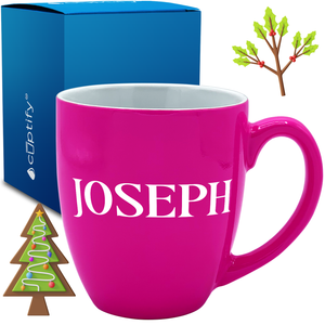 Personalized Merry Christmas Font 16oz Bistro Coffee Mug