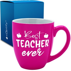 Best Teacher Ever Apples 16oz Personalized Bistro Coffee Mug