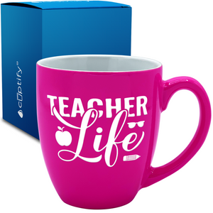 Teacher Life Apples 16oz Personalized Bistro Coffee Mug