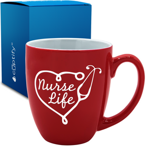 Nurse Life Stethoscope 16oz Personalized Bistro Coffee Mug