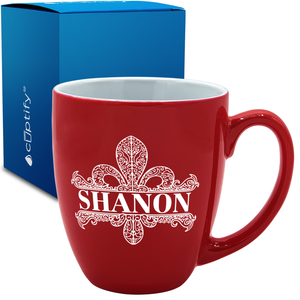 Personalized Fleur de Lis 16oz Bistro Coffee Mug