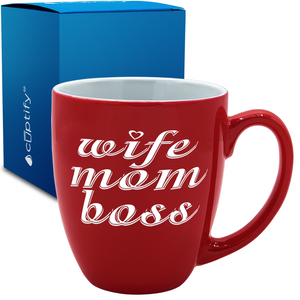 Wife Mom Boss 16oz Personalized Bistro Coffee Mug