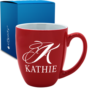 Personalized Script Initial and Name 16oz Bistro Coffee Mug