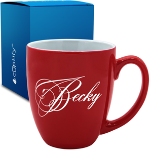 Personalized Decorative Script 16oz Bistro Coffee Mug