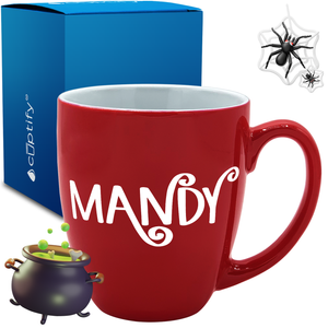 Personalized Curly Spooky Halloween Font 16oz Bistro Coffee Mug