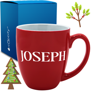 Personalized Merry Christmas Font 16oz Bistro Coffee Mug