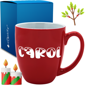 Personalized Frosty Christmas Font 16oz Bistro Coffee Mug