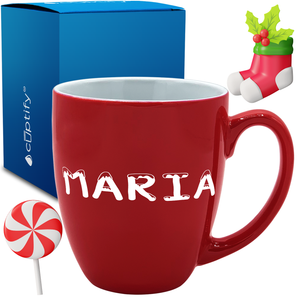 Personalized Snowy Christmas Font 16oz Bistro Coffee Mug