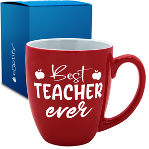 Best Teacher Ever Apples 16oz Personalized Bistro Coffee Mug