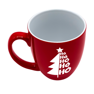 Ho Ho Ho Christmas Tree on Red 16oz Christmas Bistro Coffee Mug