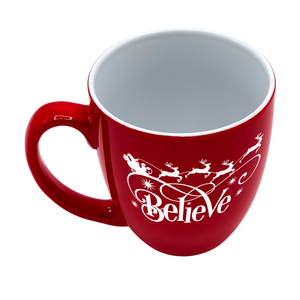 Believe in Santa on Red 16oz Christmas Bistro Coffee Mug