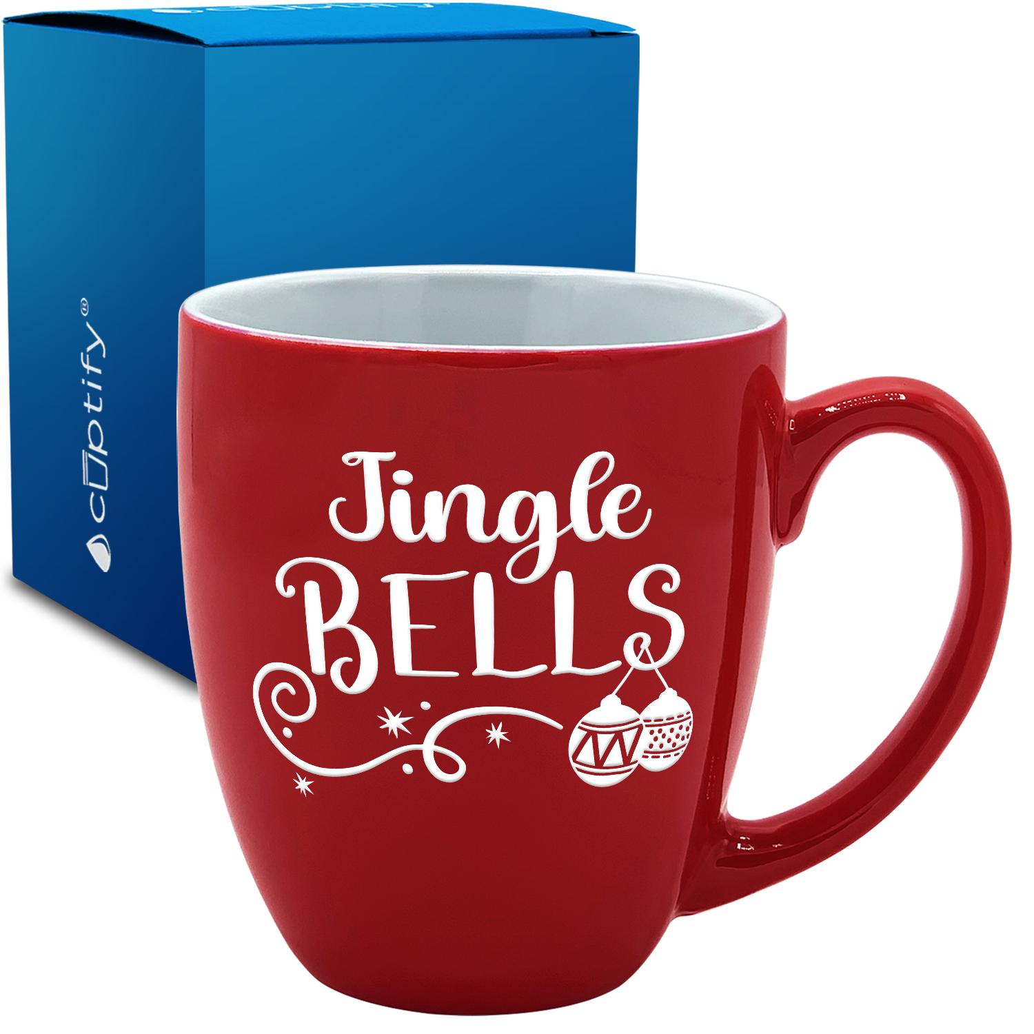 Jingle Bells on Red 16oz Christmas Bistro Coffee Mug