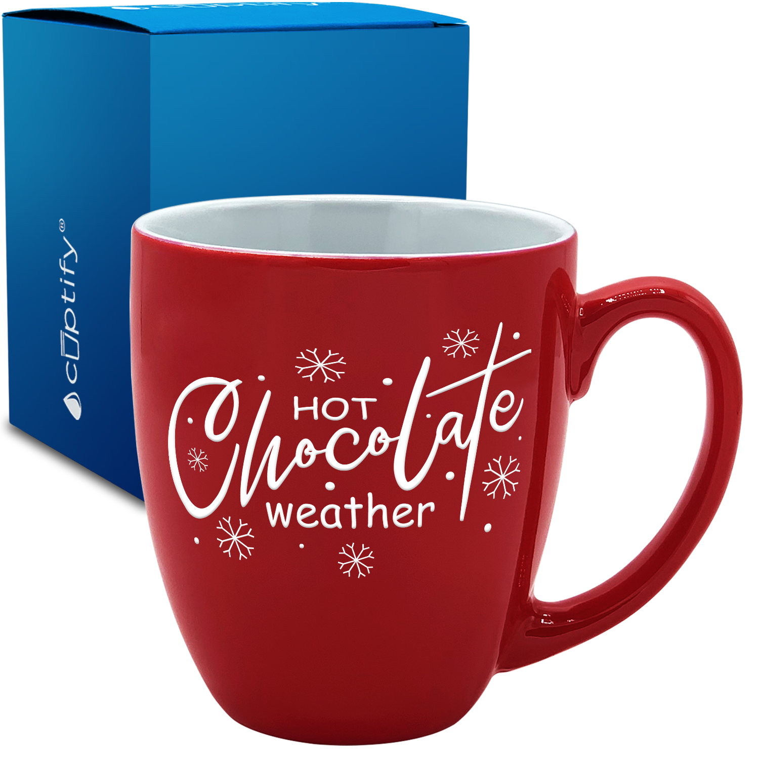 Hot Chocolate Weather 16oz Red Personalized Christmas Bistro Coffee Mug
