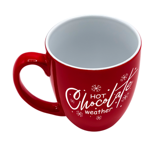 Hot Chocolate Weather 16oz Red Personalized Christmas Bistro Coffee Mug