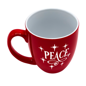 Peace 16oz Red Personalized Christmas Bistro Coffee Mug