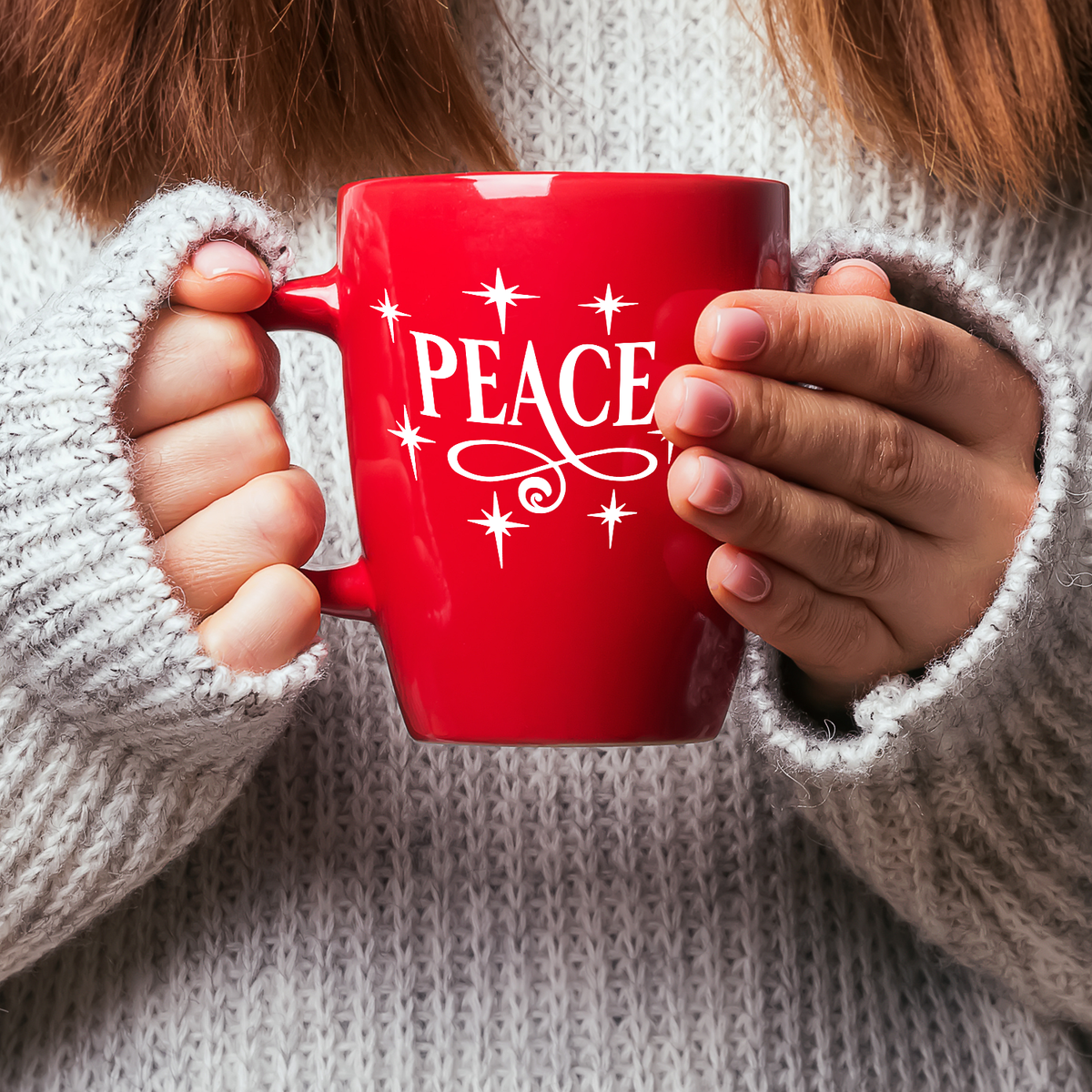 Peace 16oz Red Personalized Christmas Bistro Coffee Mug