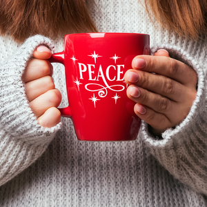 Peace 16oz Red Personalized Christmas Bistro Coffee Mug