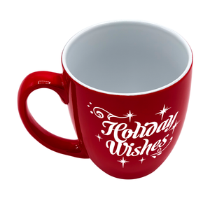 Holiday Wishes 16oz Red Personalized Christmas Bistro Coffee Mug