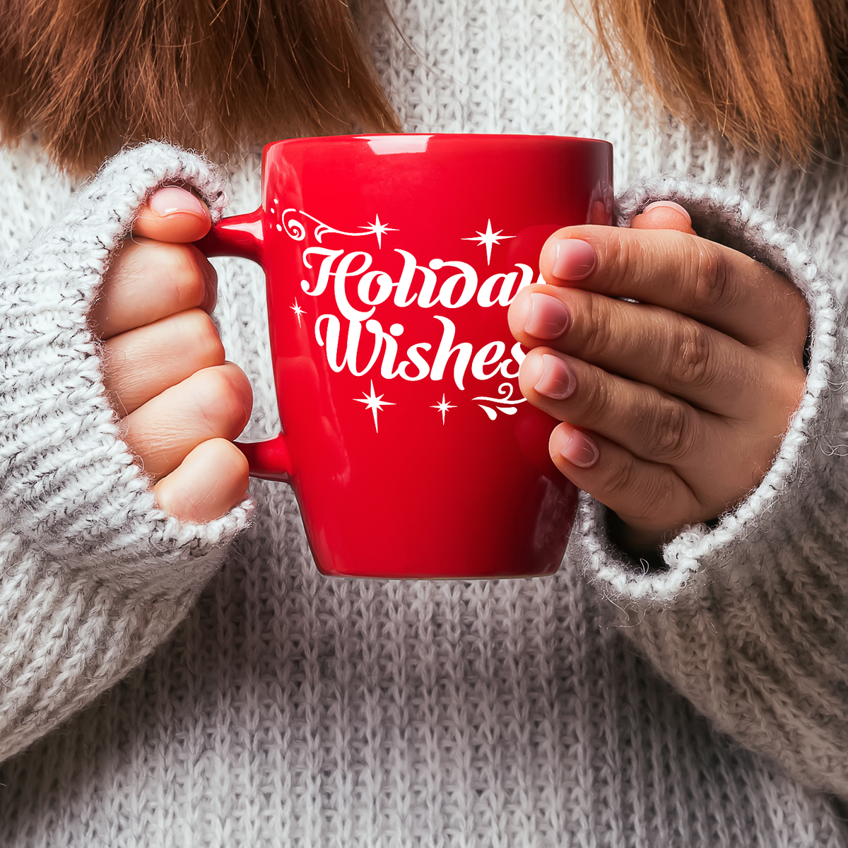 Holiday Wishes 16oz Red Personalized Christmas Bistro Coffee Mug