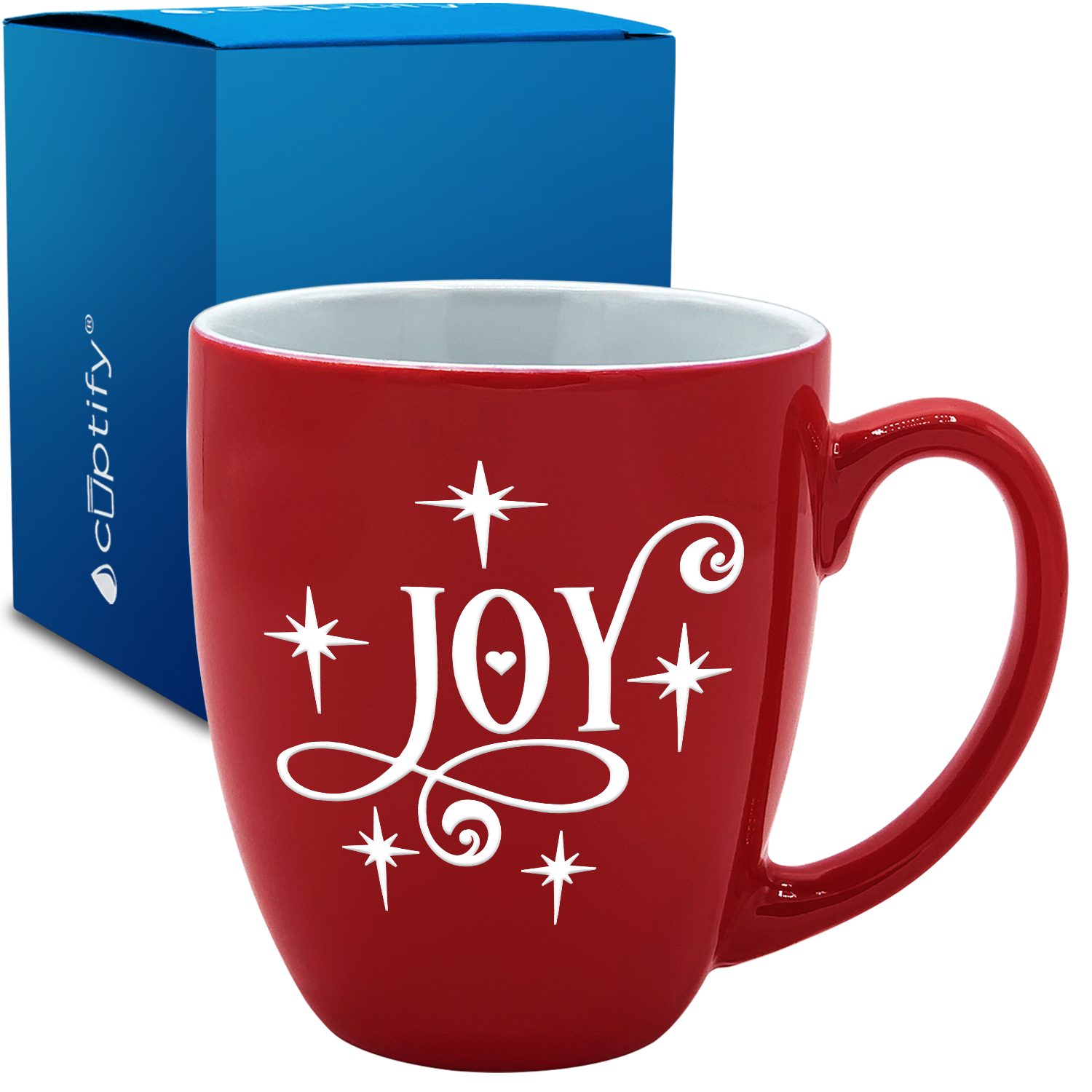 Joy 16oz Red Personalized Christmas Bistro Coffee Mug