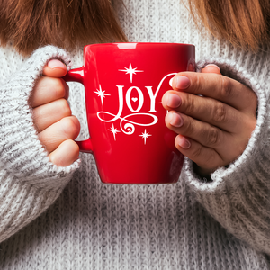 Joy 16oz Red Personalized Christmas Bistro Coffee Mug