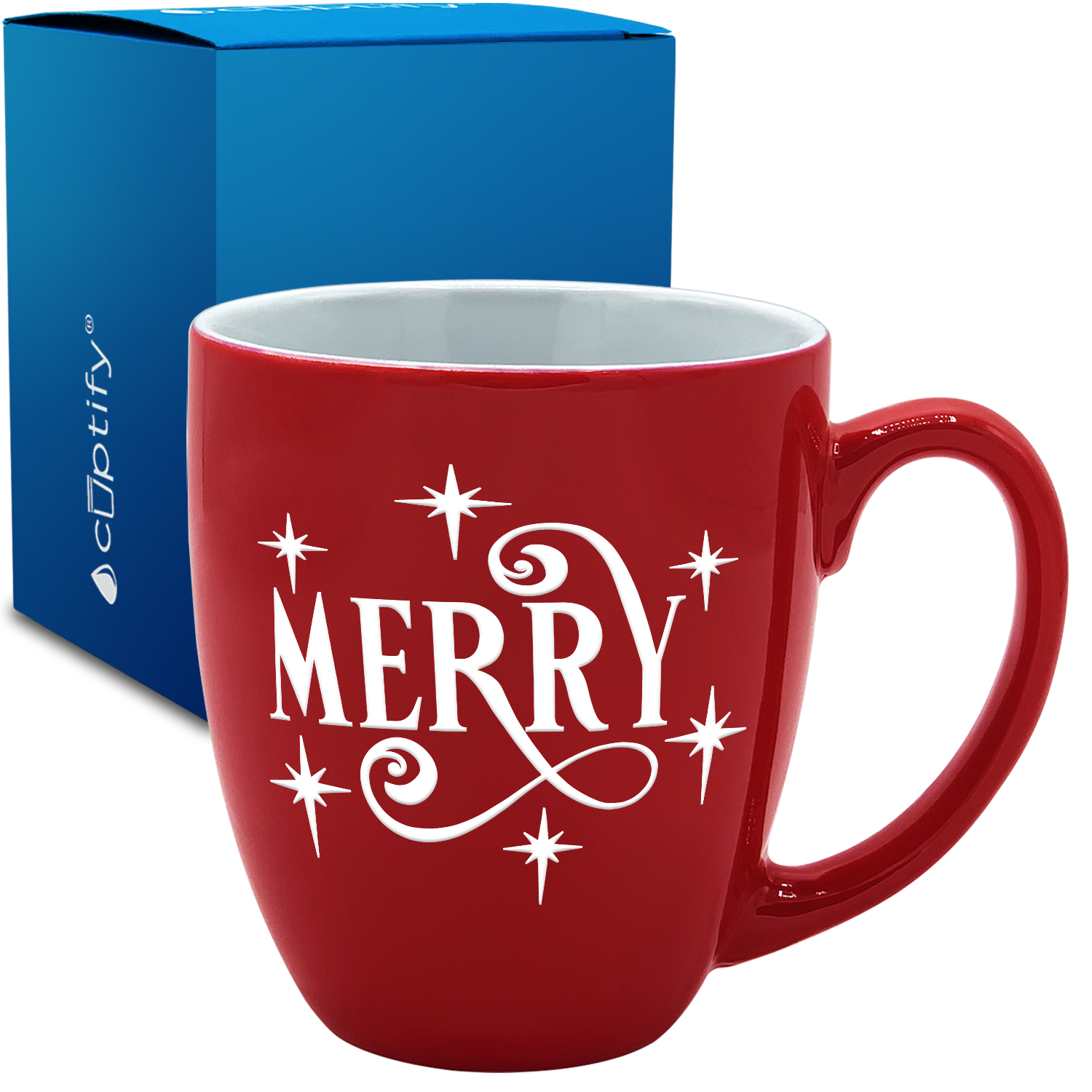 Merry 16oz Red Personalized Christmas Bistro Coffee Mug